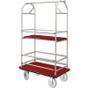 Glaro Bellman Condo Cart 40x25 Satin Aluminim Burgundy Carpet, 4 Pneumatic Wheels
