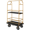 Glaro Bellman Condo Cart 40x25 Satin Brass Black Carpet, 4 Rubber Wheels