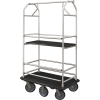Glaro Bellman Condo Cart 48x25 Satin Aluminum Black Carpet, 6 Rubber Wheels