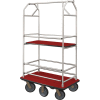 Glaro Bellman Condo Cart 48x25 Satin Aluminum Burgundy Carpet, 6 Rubber Wheels