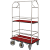 Glaro Bellman Condo Cart 48x25 Satin Aluminum Burdundy Carpet, 6 Pneumatic Wheels