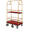 Glaro Bellman Condo Cart 48x25 Satin Brass Burgundy Carpet, 6 Pneumatic Wheels
