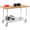 Global Industrial Mobile Workbench w/ Shop Top Square Edge & Wire Rack, 60"W x 30"D, Chrome
