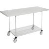 Global Industrial Mobile Workbench w/ Laminate Square Edge Top & Wire Rack, 72"Wx30"D, Chrome