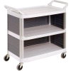 Rubbermaid® 4093 Plastic Utility Cart with 3 Shelves - Closed Ends & Back