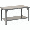 StrongHold Standard Workbench W/ Shelf, Steel Square Edge, 72"W x 36"D, Gray