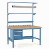 72"W x 30"D Adjustable Height Workbench Square Tubular Leg - Shop Top Safety Edge - Blue