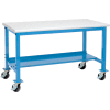Global Industrial Mobile Production Workbench w/ Laminate Safety Edge Top, 72"W x 36"D, Blue