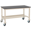 Global Industrial 72"W x 30"D Mobile Production Workbench - Phenolic Resin Safety Edge - Tan