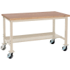 72"W x 36"D Mobile Production Workbench - Shop Top Square Edge - Tan