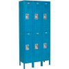 Global Industrial™ Infinity® Double Tier 6 Door Locker, 12"Wx18"Dx36"H, Blue, Unassembled