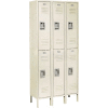Global Industrial Infinity® Double Tier 6 Door Locker, 12"Wx15"Dx36"H, Tan, Unassembled