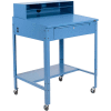 Global Industrial Mobile Shop Desk - Pigeonhole Riser 34-1/2 x 30 x 38 Sloped Surface - Blue