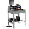 Shop Desk with Pigeonhole Compartment Riser 34-1/2"W x 30"D x 38"H Sloped Surface - Gray