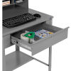 Shop Desk w Pigeonhole Compartments, Slope Top 34-1/2inW x 30inD x 38 to 42-1/2inH - Gray
																			