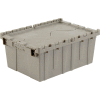 Global Industrial Plastic Attached Lid Shipping & Storage Container 21-7/8x15-1/4x9-11/16 GRY