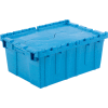 Global Industrial™ Plastic Attached Lid Shipping and Storage Container 21-7/8x15-1/4x9-11/16 BL