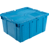 Global Industrial Plastic Attached Lid Shipping & Storage Container 23-3/4x19-1/4x12-1/2 Blue