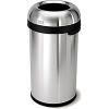 simplehuman&#174; Round Open Top Can - 16 Gallon Brushed SS - CW1407