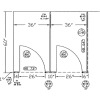 Polymer Bathroom Partitions Complete 2 In-Corner Compartment 76" Wide - Gray