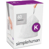 simplehuman® Trash Can Liner Code K - 12 Gallon, 24.4 X 28, 1.18 Mil, White, Pack of 240