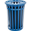 Global Industrial TrashTalk Outdoor Slatted Metal Trash Can w/Flat Lid, 36 Gal., Blue
																			