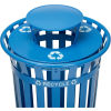 Global™ Outdoor Steel Recycling Receptacle with Rain Bonnet Lid - 36 Gallon Blue
																			