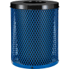 Global Industrial Outdoor Diamond Steel Trash Can With Flat Lid, 36 Gallon, Blue