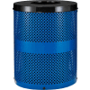 Global Industrial Thermoplastic Coated 32 Gallon Perforated Receptacle w/Flat Lid - Blue