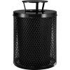 Global Industrial Thermoplastic Coated 32 Gallon Mesh Receptacle w/Rain Bonnet Lid - Black
