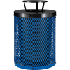 Global Industrial Outdoor Diamond Steel Trash Can With Rain Bonnet Lid, 36 Gallon, Blue