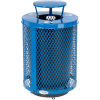 Global Industrial Deluxe Thermoplastic 32 Gal Mesh Recycling Receptacle, Rain Bonnet & Base BL