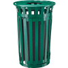 Global Industrial Outdoor Metal Slatted Waste Receptacle w/Access Door & Flat Lid - 36 Gal GN