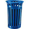 Global Industrial Outdoor Steel Recycling Receptacle w/Access Door & Flat Lid - 36 Gallon Blue