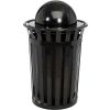 Global Industrial Outdoor Metal Slatted Trash Receptacle With Dome Lid, 36 Gallon, Black