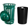 Global™ Outdoor Metal Slatted Receptacle w/Access Door & Dome Lid - 36 Gallon Green
																			