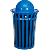 Global Industrial Outdoor Slatted Recycling Can w/Dome Lid, 36 Gallon, Blue