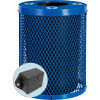 Global Industrial TrashTalk Thermoplastic Mesh Trash Can w/Flat Lid, 32 Gal., Recy. Blue
																			