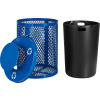 Global Industrial TrashTalk Thermoplastic Mesh Trash Can w/Rain Lid, 32 Gal., Recy. Blue
																			
