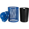 Global Industrial TrashTalk Thermoplastic Mesh Trash Can w/Dome Lid, 32 Gal., Recy. Blue
																			