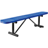 Global Industrial™ 6 ft. Outdoor Steel Flat Bench - Perforated Metal - Blue