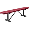 Global Industrial™ 6 ft. Outdoor Steel Flat Bench - Perforated Metal - Red