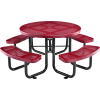 Global Industrial 46" Round Outdoor Steel Picnic Table, Perforated Metal, Red