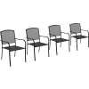 Interion® Outdoor Café Steel Mesh Stacking Armchair - 4 Pack