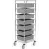 21X24X69 Chrome Wire Cart With 7 6inH Grid Containers Gray
																			