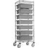 21X24X69 Chrome Wire Cart With 7 6inH Grid Containers Gray
																			