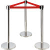 Stainless Steel 39in.H Retractable Stanchion With 6-1/2 Ft Red Belt