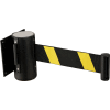Global Industrial Wall Mount Retractable Belt Barrier, Black Case W/6-1/2' Black/Yellow Belt