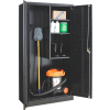 Global Industrial™ Janitorial Cabinet, 36"W x 18"D x 72"H, Black, Assembled