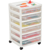 IRIS 6 Drawer Cart - 15-7/8"L x 14-5/16"W x 26-13/16"H - White / Clear - Pkg Qty 2